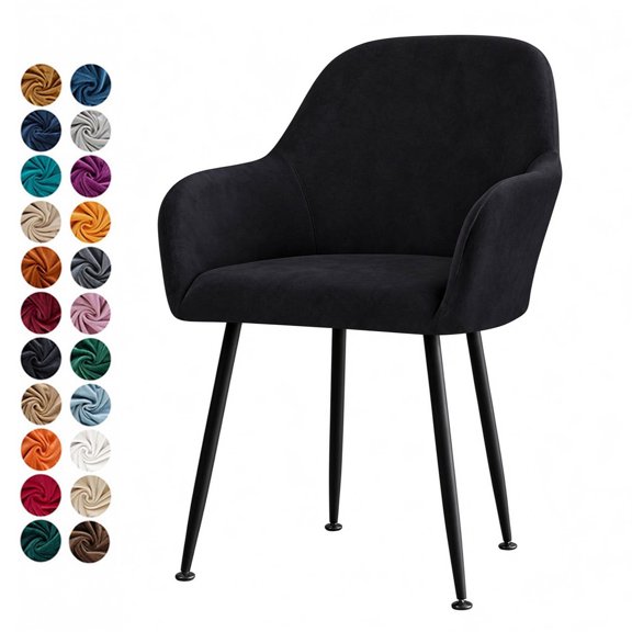 Velvet Curved Back Dining Room Chair Covers with Arms Stretch Swivel Bar Stool Chair Slipcover with Armrest Accent Removable Vanity Kitchen Office Desk Armchair Protector Covers
