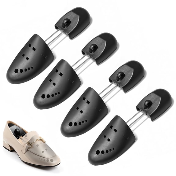 BTideas Womens Shoe Trees,2pairs Adjustable Length Plastic Shoes Shape Holder,Prevent Creasing,Black