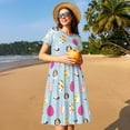 thumbnail image 4 of Naloa Happy Easter Print Womens Summer A-Line Dress with Pockets,Short Sleeve Dresses,Flowy Beach Swing Dress for Vacation Travel, 4 of 6
