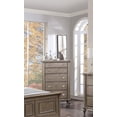 thumbnail image 2 of Bedroom Furniture 6pc Set Queen Size Bed Upholstered HB Unique FB Dresser Mirror Nightstands Chest Grey Wooden Classic, 2 of 9
