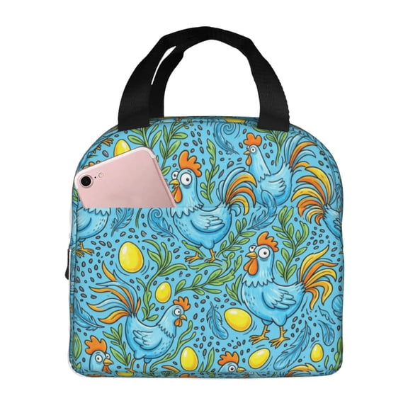 Chicken Lunch Bag Lunch Box For Women Men, Reusable Insulated Lunch Tote Bag, Thermal Cooler Sack Food Handbags High Capacity For Work Travel Picnic