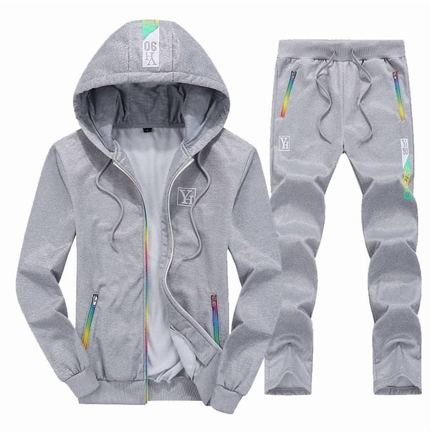 Chándal ajustado para hombre, conjunto cálido para correr, sudadera con capucha, 2 piezas, chándal deportivo