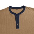 thumbnail image 4 of Henley Shirts for Men Ribbed Knit Long Sleeve Shirts Muscle Casual Loose Fit Color Block Trendy Fall Basic Top Lightweight Dressy Work Office Tees Business Pullovers, 4 of 5