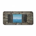 thumbnail image 1 of Nautical Computer Mouse Pad, Image of a Sailing Boat from Stone Window Narrow Perspective Idyllic Mediterranean, Rectangle Non-Slip Rubber Mousepad X-Large, 35" x 15", Grey Blue, by Ambesonne, 1 of 2
