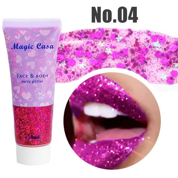 Ganfancp Lentejuelas Gel Cara Cuerpo Labios Lentejuelas Sombra Ojos Colorido Polarizado Maquillaje Escenario 50G Ofertas Del Día 1*Gel de Purpurina