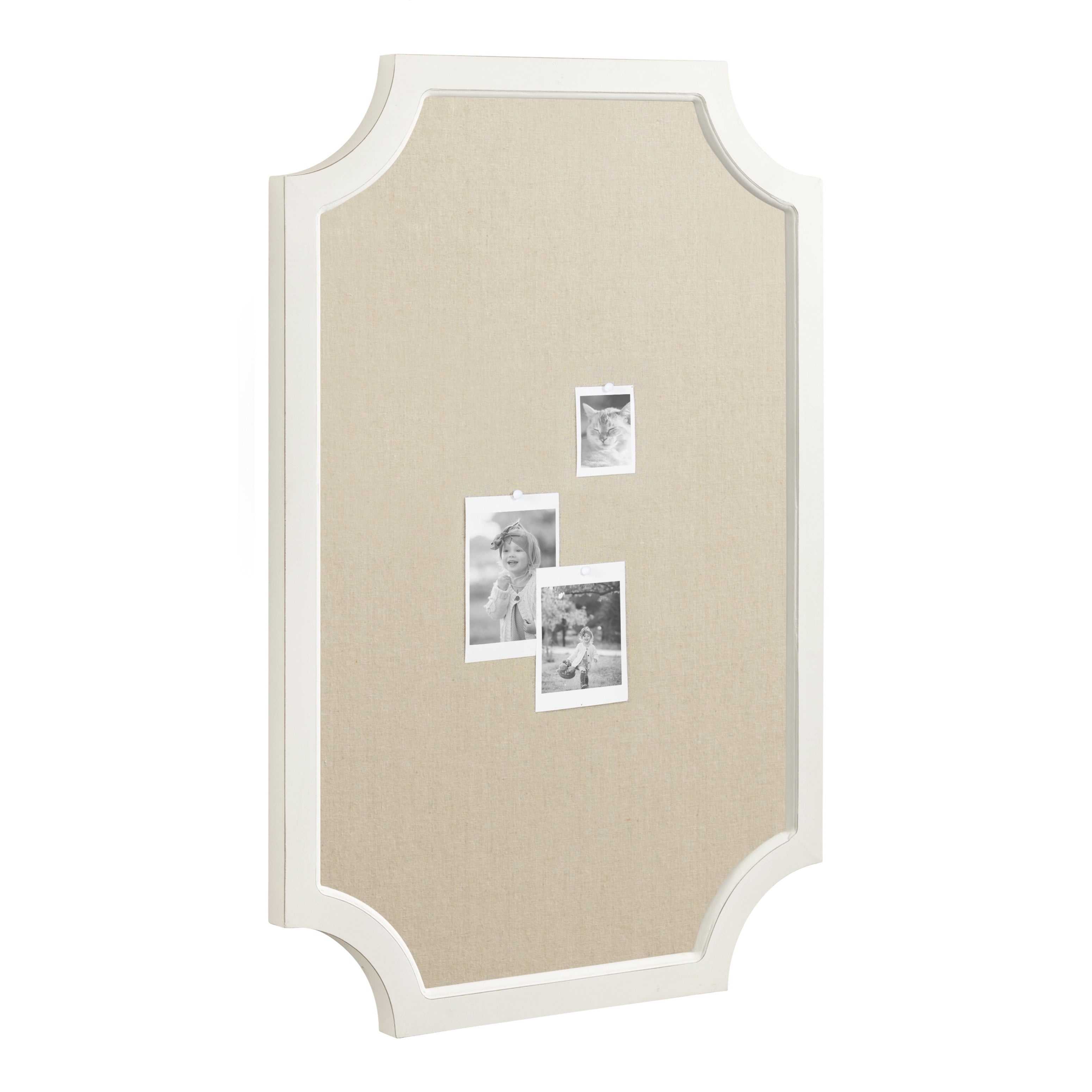 Hogan Framed Scalloped Decorative Wall Pinboard, White, 24 x 36