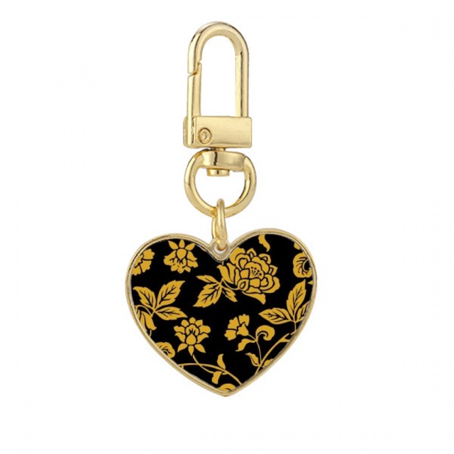 Llavero de metal en forma de corazón dorado Unbranded Asia Peony 3,2x3cm