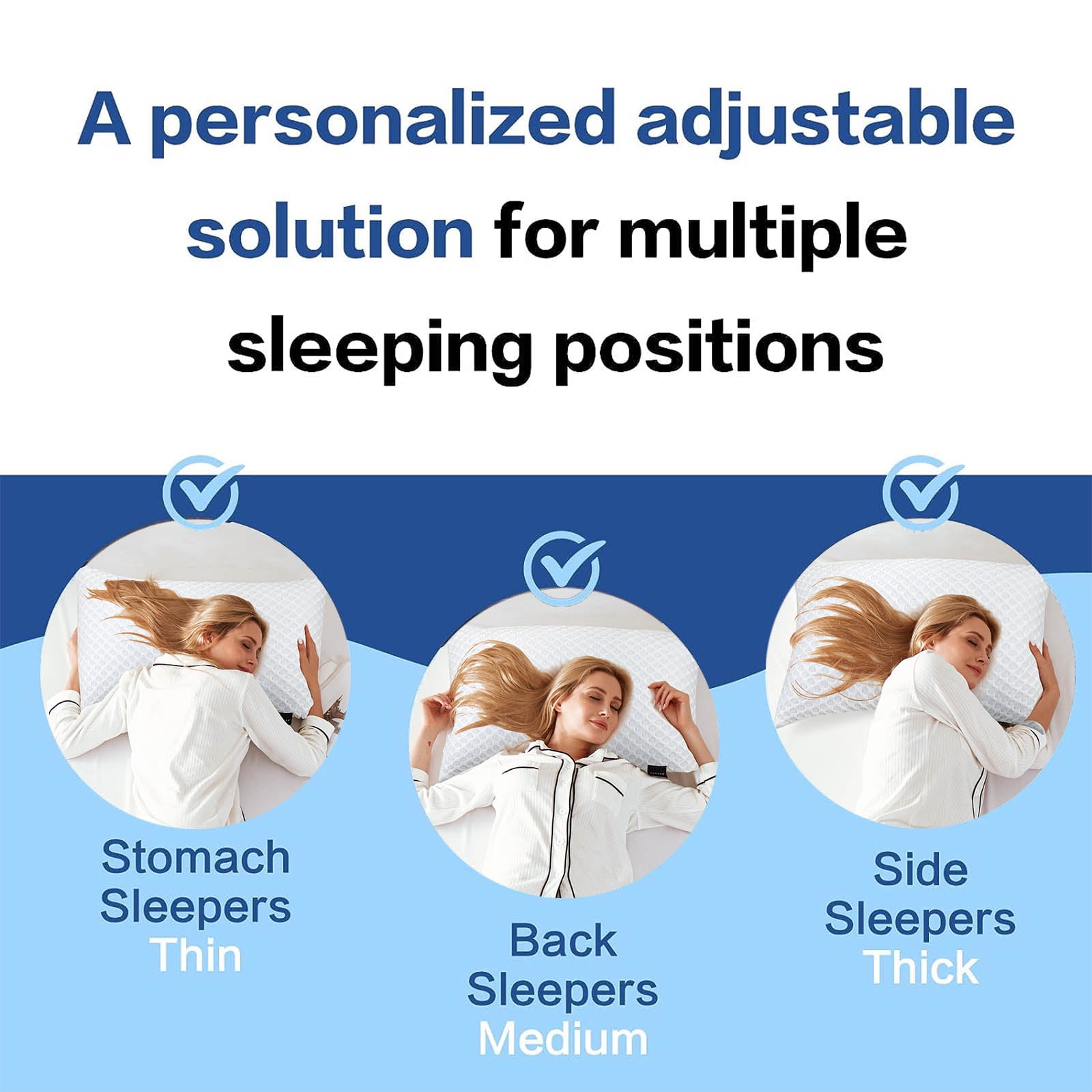 SORMAG Cooling Shredded Memory Foam Bed Pillows Adjustable Firm Support Pillow for Side and Back Sleepers Curved Pillows Set of 1 Queen Size 20" x 30"