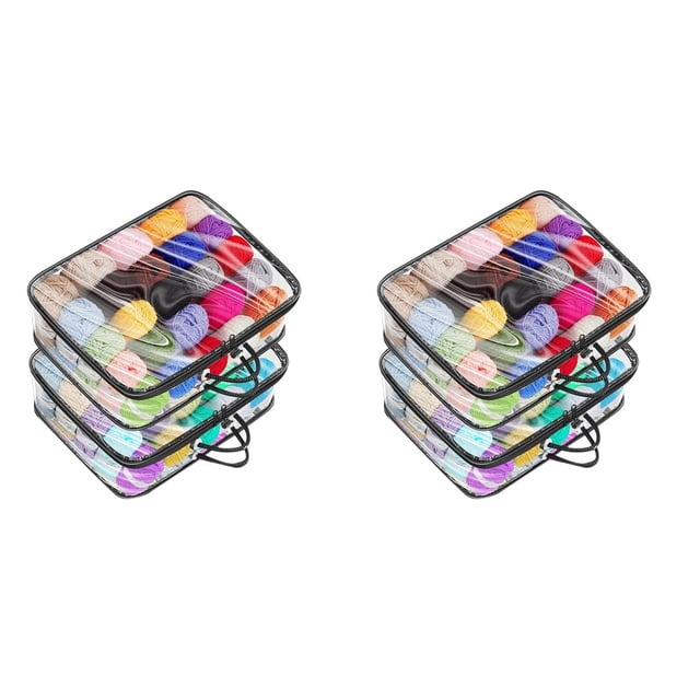 Paquete de 6 Bolsas Transparentes para Guardar Hilo. Bolsa Organizadora para Guardar Agujas de Tejer, Ganchillo, Ovillos y Más.