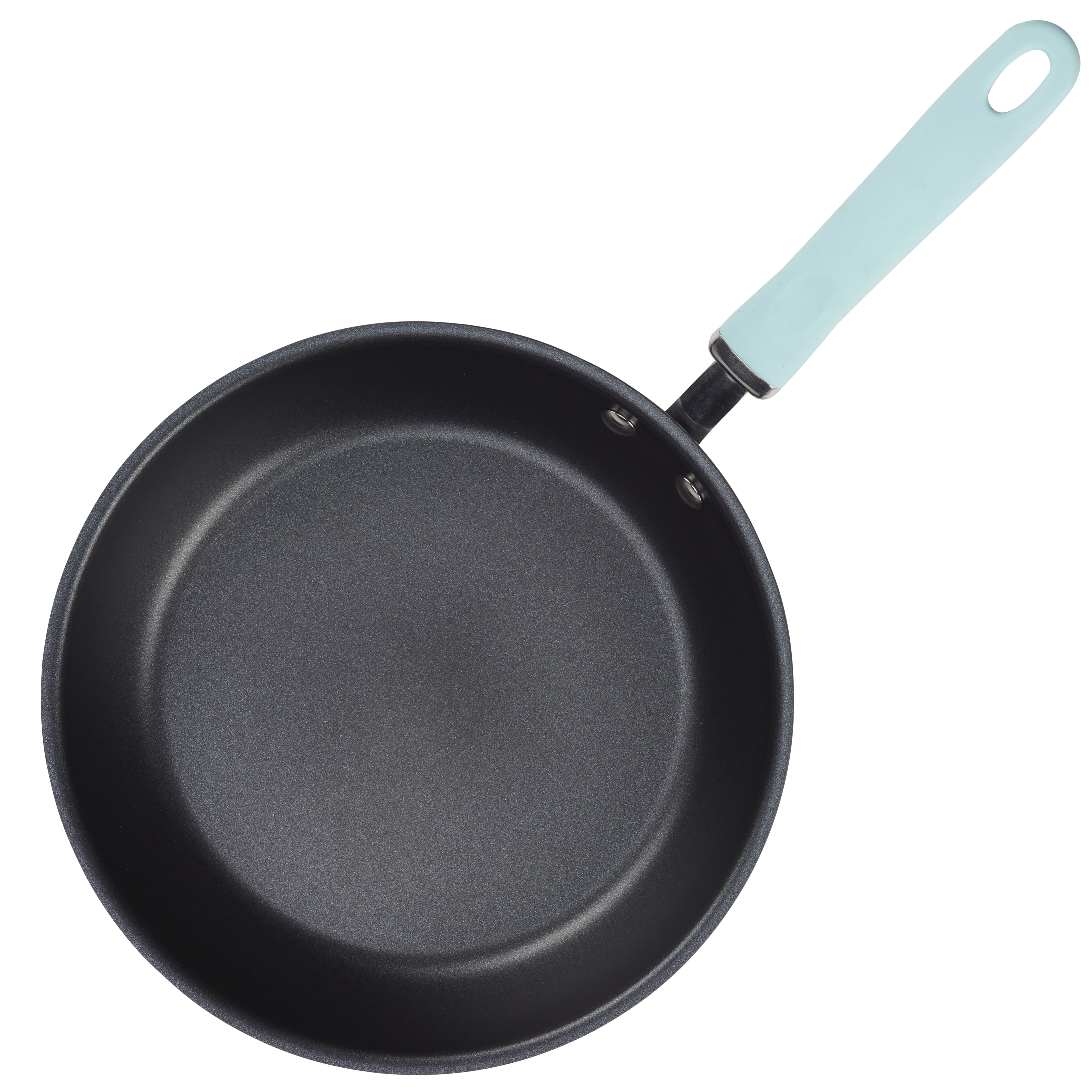 Rachael Ray Create Delicious 9.5" and 11.75" Hard-Anodized Aluminum Nonstick Deep Skillet, Light Blue Handles