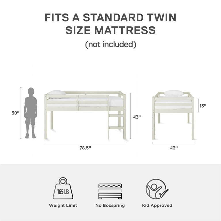 DHP Benson Junior Twin Loft Bed, White