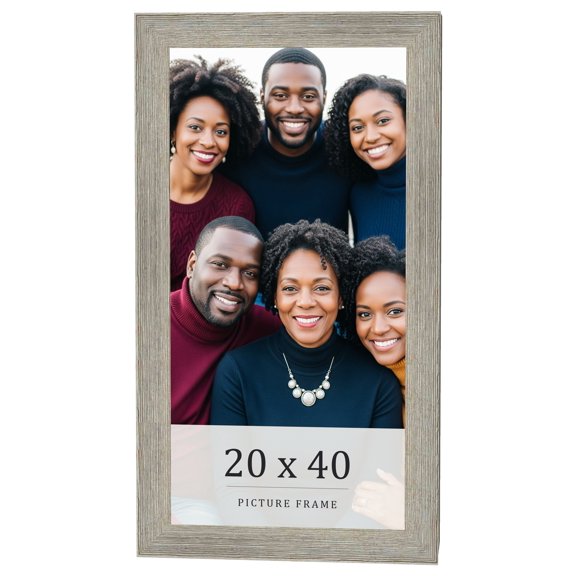 20x40 Frame Grey Real Wood Picture Frame Width 1.5 Inches | Interior Frame Depth 0.5 Inches | Barn