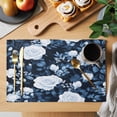 thumbnail image 2 of Placemat Set of 6 Watercolors White Flowers Placemats for Dining Table Plant Blue Washable Table Mats for Kitchen and Party Decor Indoor & Outdoor Use, 2 of 8