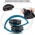 thumbnail image 5 of Bluetooth Headphones Over Ear, Hi-Fi Stereo Wireless Foldable Headset with Soft Memory-Protein Earmuffs, Built-in Mic and Wired Mode for PC/Cell Phones/TV(Blue), 5 of 9