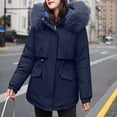 thumbnail image 4 of LoyisViDion Coat Women'S Winter Thickening and Velvet Keeping Warm Casual Coat with Hat Navy 10(XXL), 4 of 9