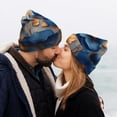 thumbnail image 5 of Kdxio Elegant Blue Gold Blooms Winter Beanie for Men Women Beanie Knit Hat Cuffed Cap Beanie Knit Chunky Snow Cap, 5 of 6