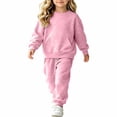 thumbnail image 3 of NordicNest Girls Two Piece Set Casual Fall Outfit with Pocket Kids Plain Color Fashion Sports Outfits Warm Clothes Pink,10-11, 3 of 7