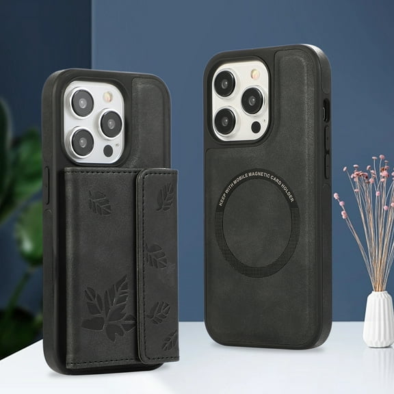 Allytech iPhone 12 Pro Max Case with Detachable Magnetic Cards Holder, 2 In 1 Wallet Case Stylish Stand Compatible with Magsafe Shockproof Wallet Mangetic Cover for Apple iPhone 12 Pro Max - Black