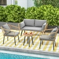thumbnail image 3 of Uforic 4 Pieces Patio Conversation Set,Patio Furniture Set of Rattan Bistro Set with Loveseat Chair - Gray, 3 of 8