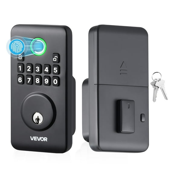 VEVOR Fingerprint Door Lock, Electronic Biometric Deadbolt with Pioneering Easy-Grip Design, Auto Locking, One-Time Code, Anti-Peeking Password, Keyless Entry Door Lock for Home Use, Matte Black