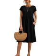 thumbnail image 1 of Vestido midi Zhyaj, cuello redondo, manga corta, túnica holgada 2024, 1 of 7