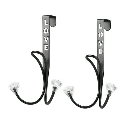 

2 pcs black non perforated door behind bathroom hanger double hook clothes rack