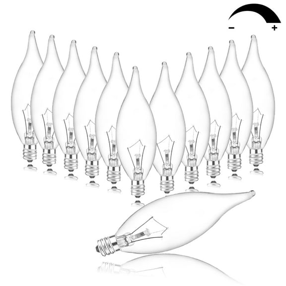 CA10 Light Bulbs 12 Pack, 40W Soft Warm White 2700K,  E12 Base, 400 Lumen Dimmable Light Bulbs for Ceiling Fan, Pendants or Outdoor