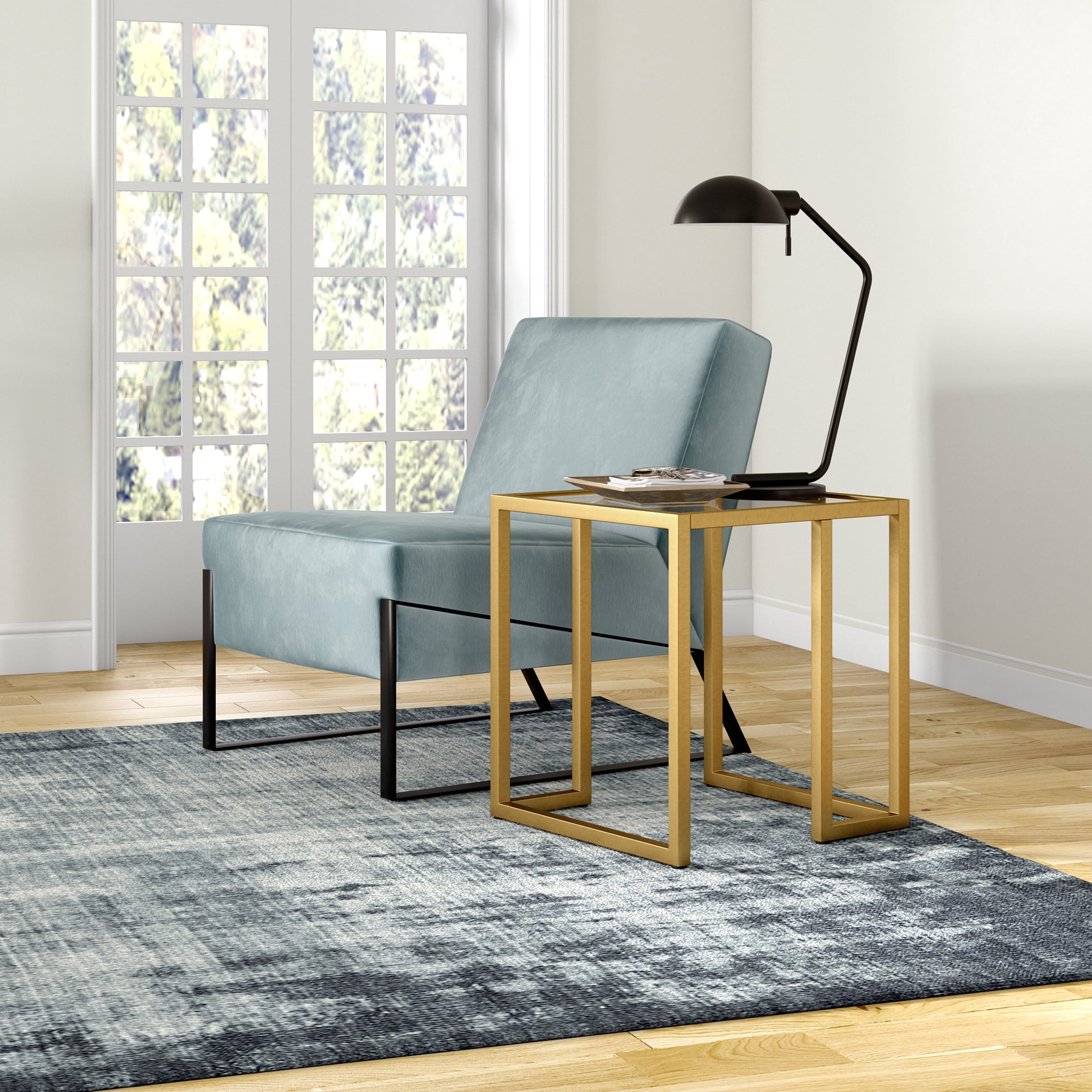 Evelyn&Zoe Oscar 20" Wide Square Side Table, Brass