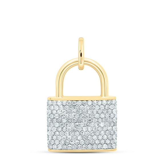 10Kt Yellow Gold 5/8 Ctw Natural Diamond Lock Pendant