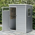 thumbnail image 2 of Dextrus 5x3FT Outdoor Storage Shed with Windows, Floor, Lockable Doors, Waterproof Plastic, Gray, 2 of 8