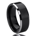thumbnail image 1 of Men Women 8mm Mens Tungsten Comfort Fit Wedding Band Ring Flat Top Black Two Tone Unisex Ring, 1 of 3