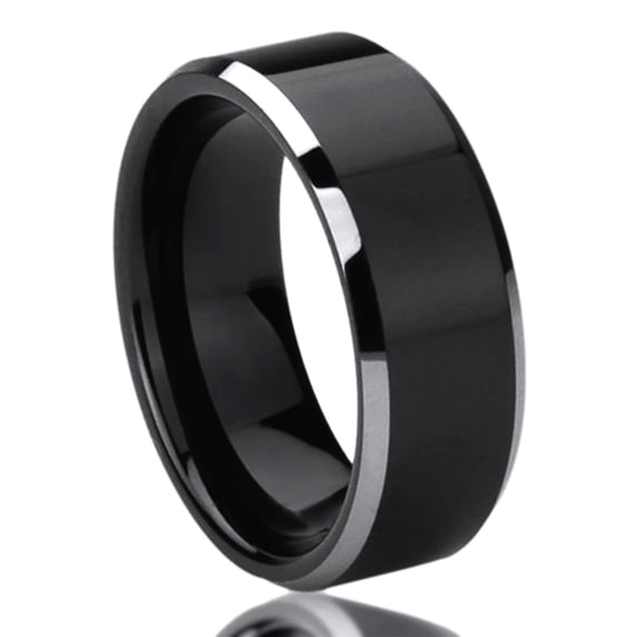 Men Women 8mm Mens Tungsten Comfort Fit Wedding Band Ring Flat Top Black Two Tone Unisex Ring