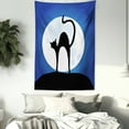 thumbnail image 3 of Silhouette Tapestry, Black Cat Full Moon Shade Night Sky Illustration, Wall Hanging for Bedroom Living Room Dorm Decor, 60W X 80L Inches, Charcoal Grey Baby Blue White Cobalt Blue, by Ambesonne, 3 of 5