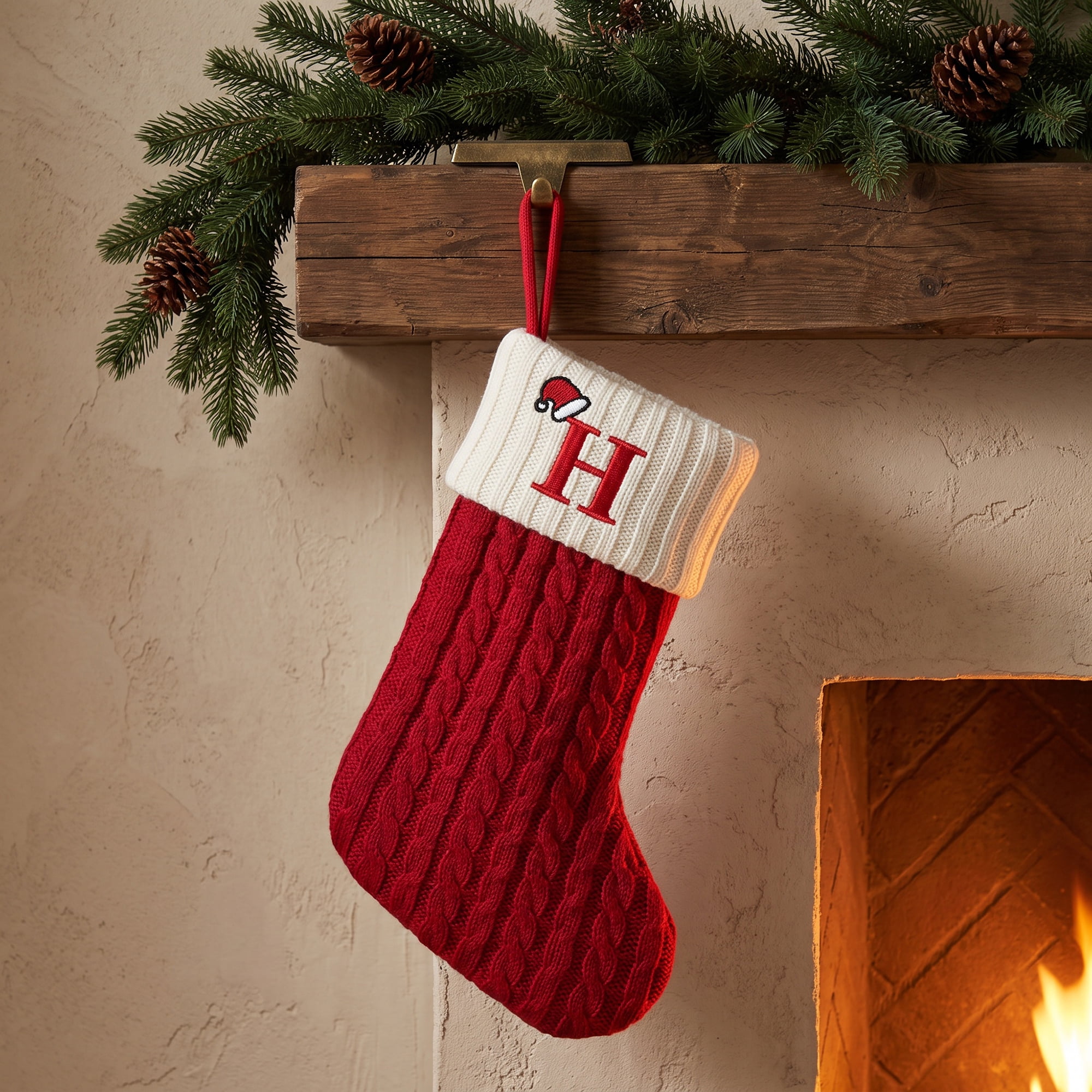 Unique Bargains Cartoon Christmas Luxury Grand Hearth Accent Stocking Letter H 8"
