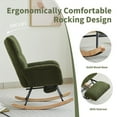 thumbnail image 5 of Tcbosik Rocking Chair, Teddy Fabric Upholstered Glider Rocker with High Backrest, Modern Accent Chair with Footrest and Solid Wood Legs for Bedroom, Living Room, Dark Green, 5 of 8