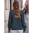 thumbnail image 3 of Weardear Womens Tops Casual Button Down Shirts Cotton Puff Long Sleeve Round Neck Blouses Shirts, 3 of 6