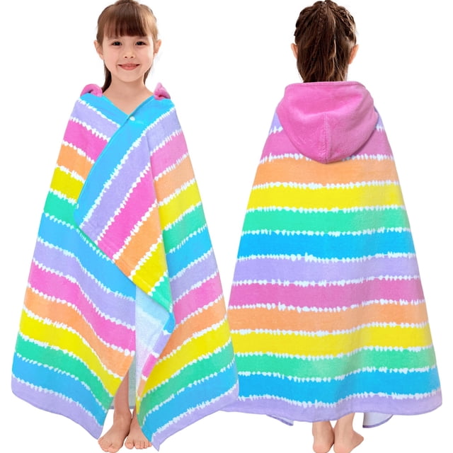 Toalla VOOVA & MOVAS para niños con capucha, algodón, 76 x 127 cm, a rayas