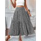 thumbnail image 4 of Falda Midi de Cintura Alta Elástica para Mujer, Informal, de Verano, , con Volantes, Estampado Floral, Corte A. Flor Negra XL, 4 of 8