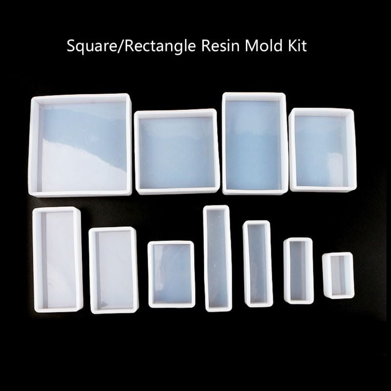 11Pcs Square Rectangle Cubic Molds Kit Resin Casing Craft Jewelry Making Tools