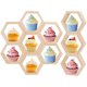 thumbnail image 1 of 10 mini soportes para cupcakes con forma de panal, estantes tipo panal, exhibidor de pasteles, soporte de madera para postres, mesa con letrero y cintas adhesivas., 1 of 8
