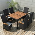thumbnail image 2 of vidaXL Patio Dining Set 7 Piece Dining Table Set Poly Rattan Acacia Wood Black, 2 of 6