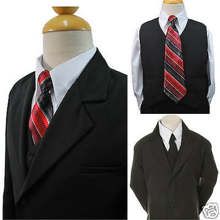 

New Baby Toddler Boy Teen Wedding Party Church Formal Black Suit Tuxedo all size