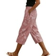thumbnail image 2 of Royisotas Womens Capris with Pockets, Cotton Linen Capri Pants for Women Trendy Floral Print Crop Pants Summer Beach Capris, 2 of 8