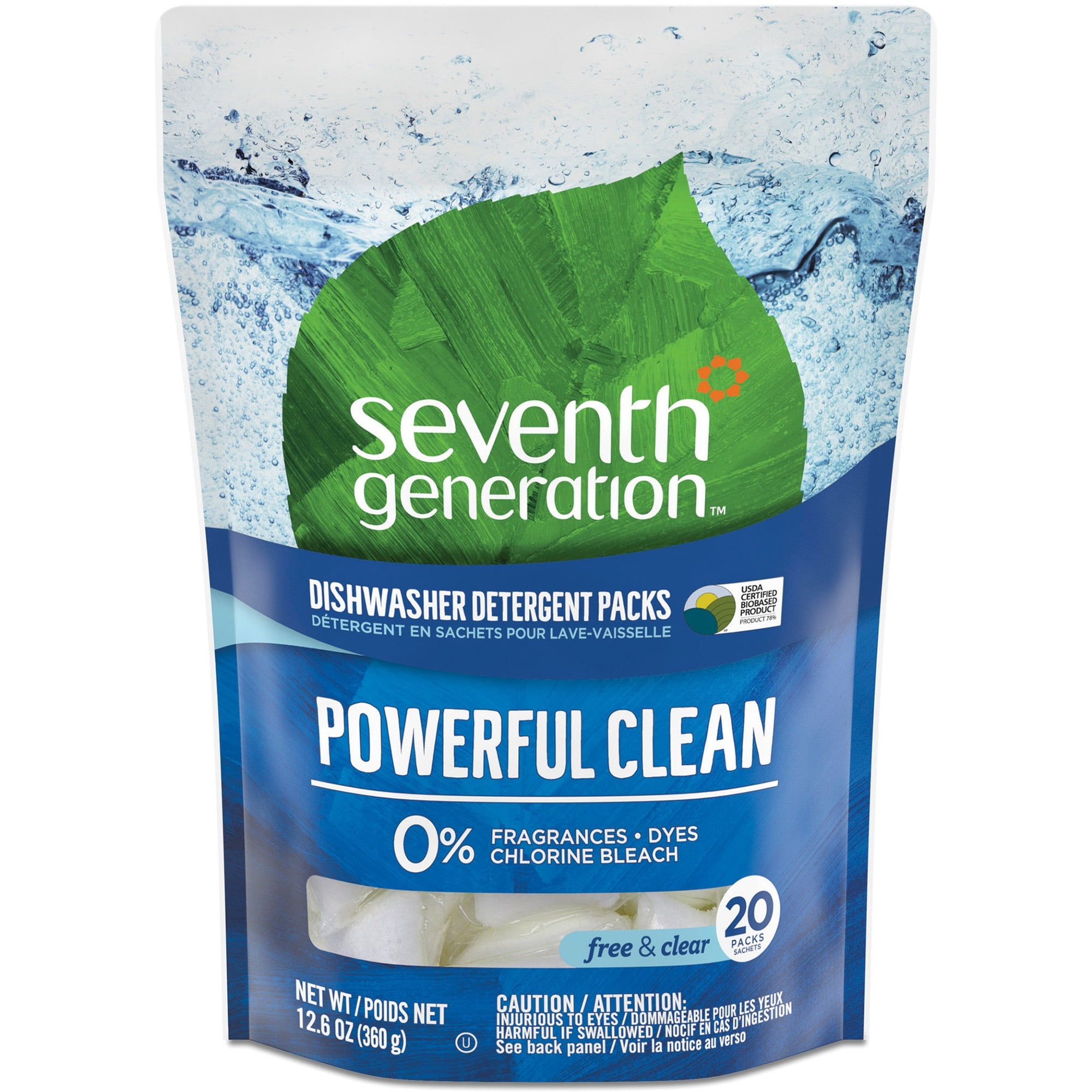 Seventh Generation Dishwasher Detergent Packs Fragrance Free, 20 count