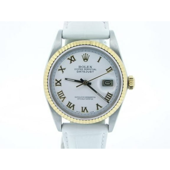 Pre-Owned Mens Rolex Two-Tone 18K/SS Datejust White Roman 16013