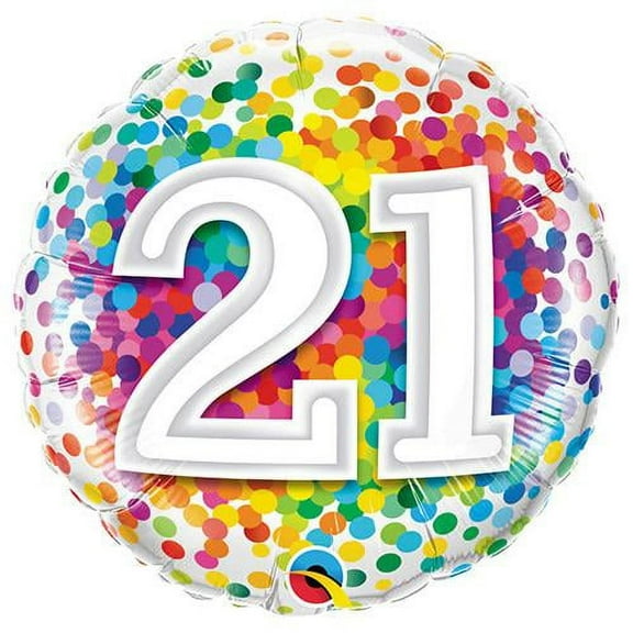 LOONBALLOON Milestones Balloons, 18″ 21 RAINBOW CONFETTI