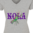 thumbnail image 4 of Inktastic NOLA Mardi Gras Crayfish in Purple Women's V-Neck T-Shirt, 4 of 5