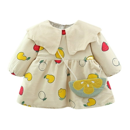 

3-6 Month Boy Clothes Summer Kids Baby Girls Long Sleeve Cute Cartoon Patchwork Warm Winter Princess Dress With Bag Outfit Set Clothes 2PCS Lavender Baby Girl Theme