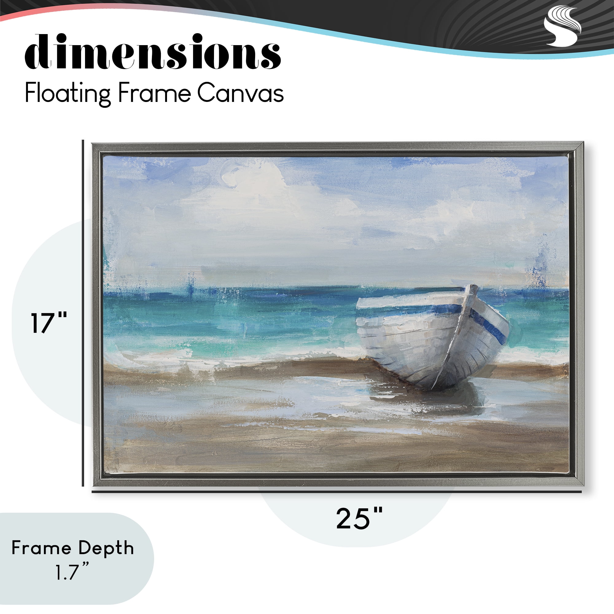 Stupell Industries Painterly Boat On The Shore Gray Framed Floater Canvas Wall Art, design by Cloverfield & Co.