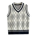 thumbnail image 5 of Gvdentm Boys Uniform Sweater Boys Sweater Vest Cotton Kids Uniform Vest Girls V-Neck Sleeveless Knit Pullover(Grey,13-15 Years), 5 of 5